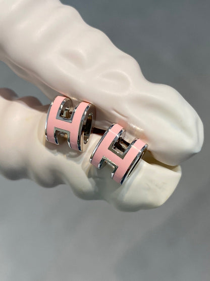 [Vintora]MINI POP H SILVER EARRINGS PINK