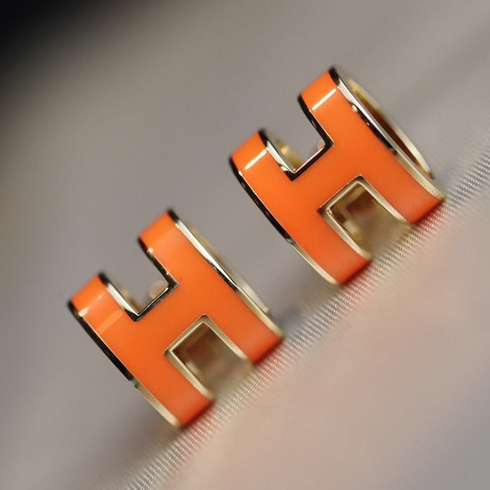 [Vintora]MINI POP H EARRINGS ORANGE