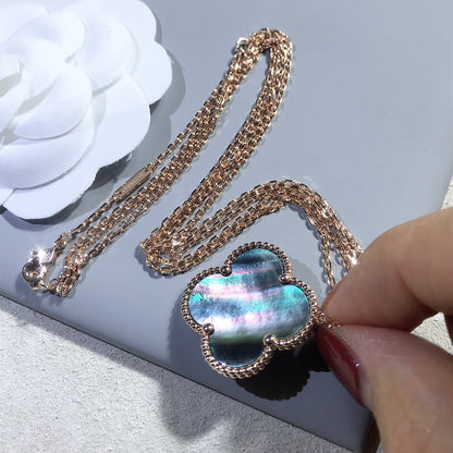 [Vintora]CLOVER 25MM GOLD DARK MOP BIG CLOVER NECKLACE