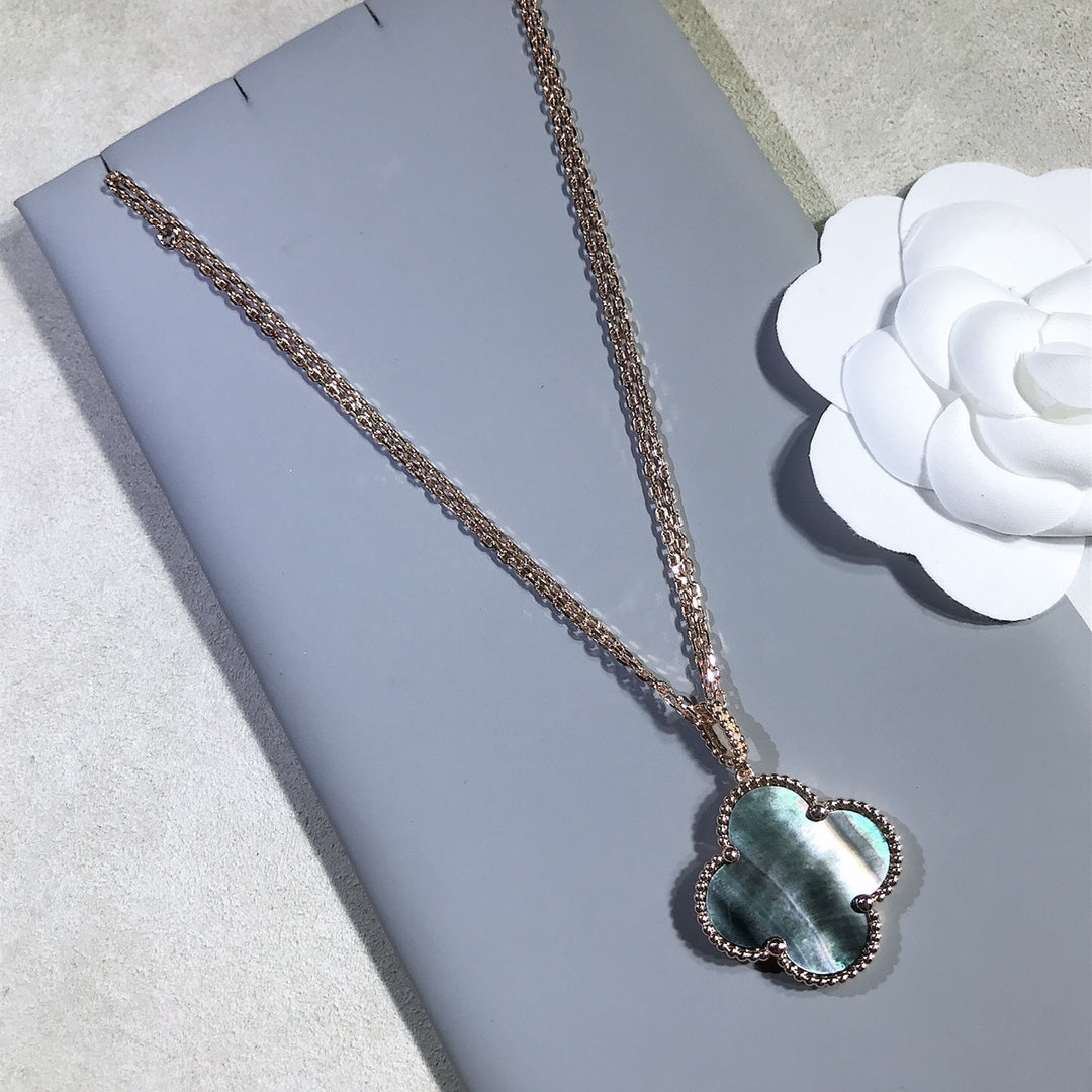 [Vintora]CLOVER 25MM GOLD DARK MOP BIG CLOVER NECKLACE