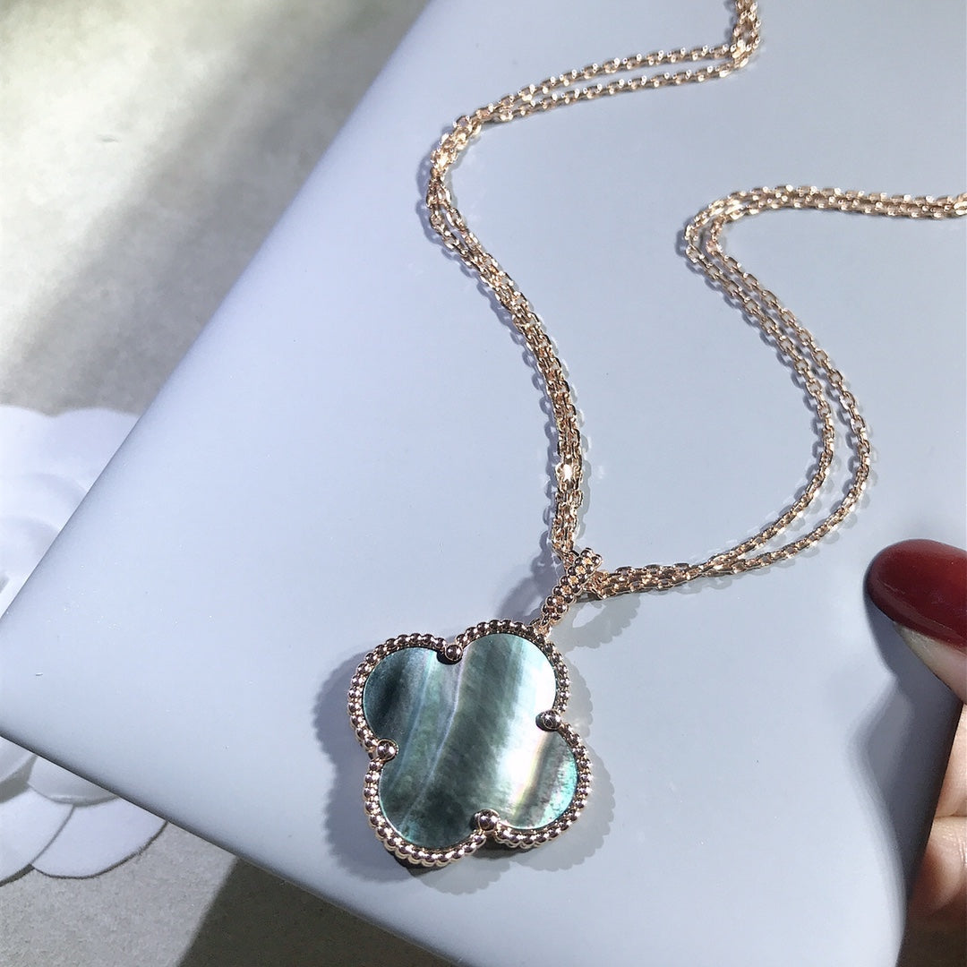[Vintora]CLOVER 25MM GOLD DARK MOP BIG CLOVER NECKLACE
