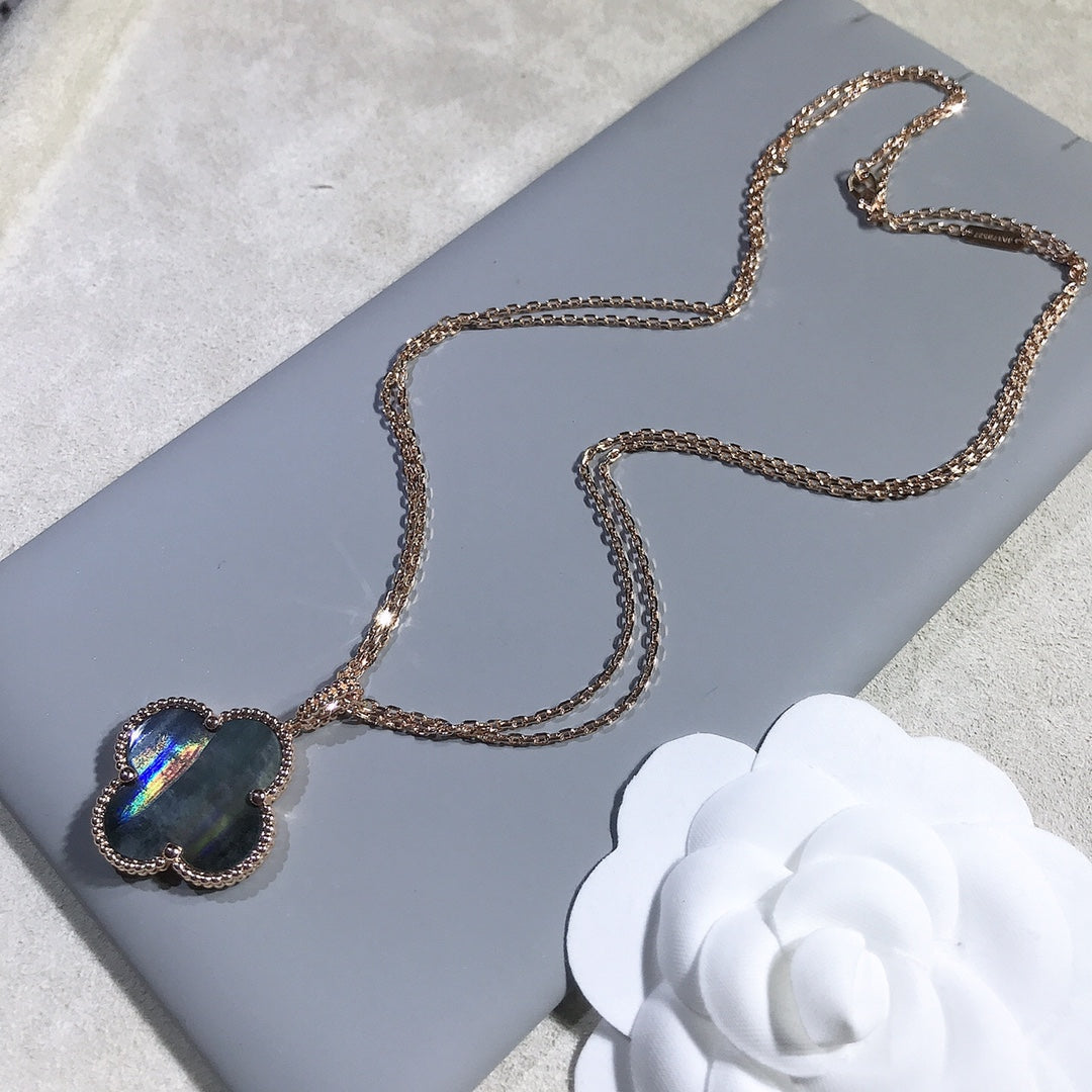 [Vintora]CLOVER 25MM GOLD DARK MOP BIG CLOVER NECKLACE