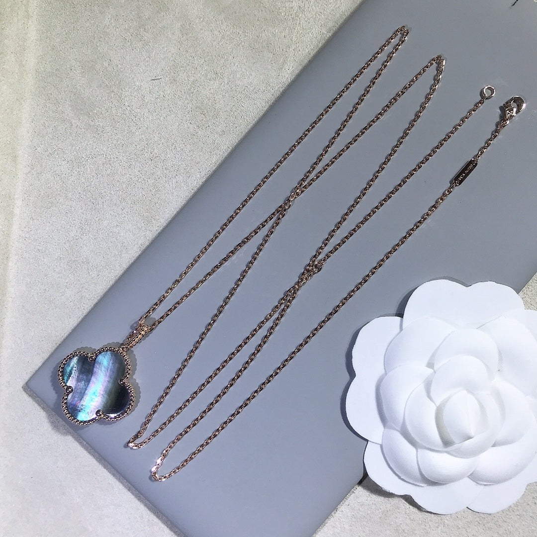 [Vintora]CLOVER 25MM GOLD DARK MOP BIG CLOVER NECKLACE