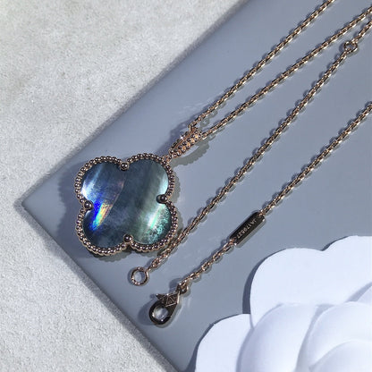 [Vintora]CLOVER 25MM GOLD DARK MOP BIG CLOVER NECKLACE