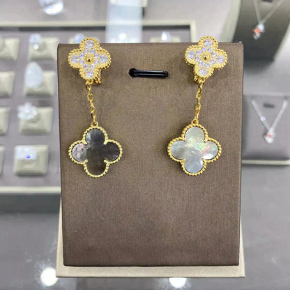 [Vintora]CLOVER  2 MOTIFS  DIAMOND  EARRINGS (MULTIPLE CHOICESç´