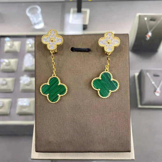 [Vintora]CLOVER  2 MOTIFS  DIAMOND  EARRINGS (MULTIPLE CHOICESç´