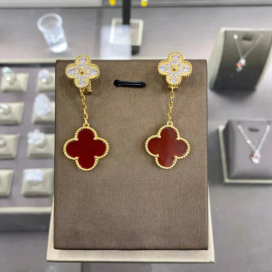 [Vintora]CLOVER  2 MOTIFS  DIAMOND  EARRINGS (MULTIPLE CHOICESç´