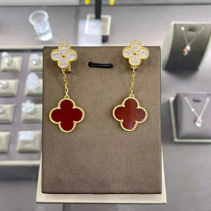 [Vintora]CLOVER  2 MOTIFS  DIAMOND  EARRINGS (MULTIPLE CHOICESç´
