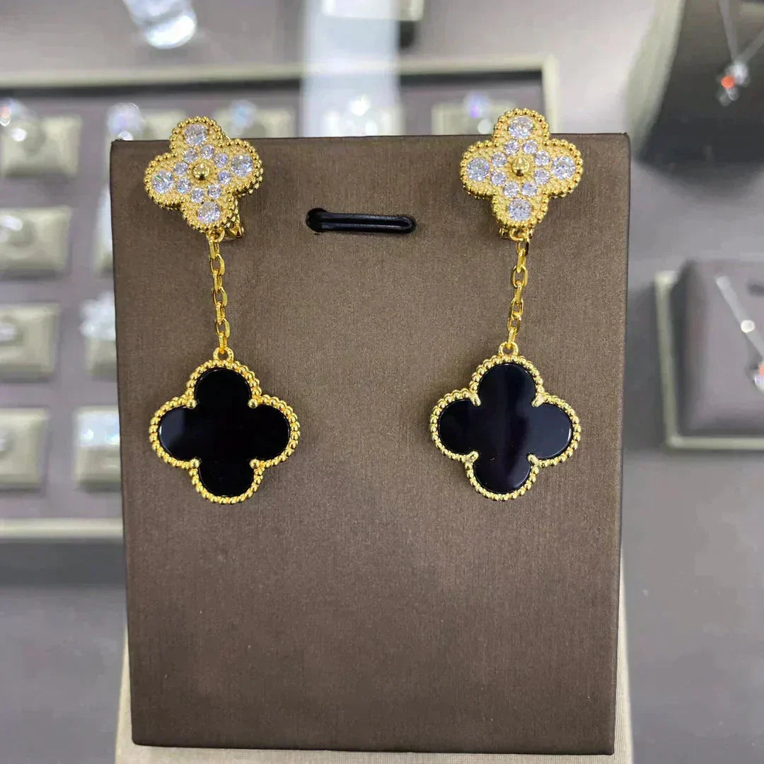 [Vintora]CLOVER  2 MOTIFS  DIAMOND  EARRINGS (MULTIPLE CHOICESç´