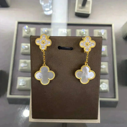 [Vintora]CLOVER  2 MOTIFS  DIAMOND  EARRINGS (MULTIPLE CHOICESç´
