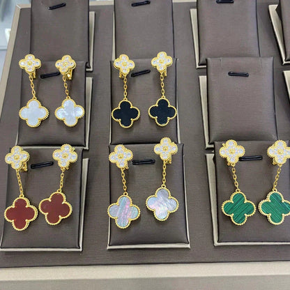 [Vintora]CLOVER  2 MOTIFS  DIAMOND  EARRINGS (MULTIPLE CHOICESç´