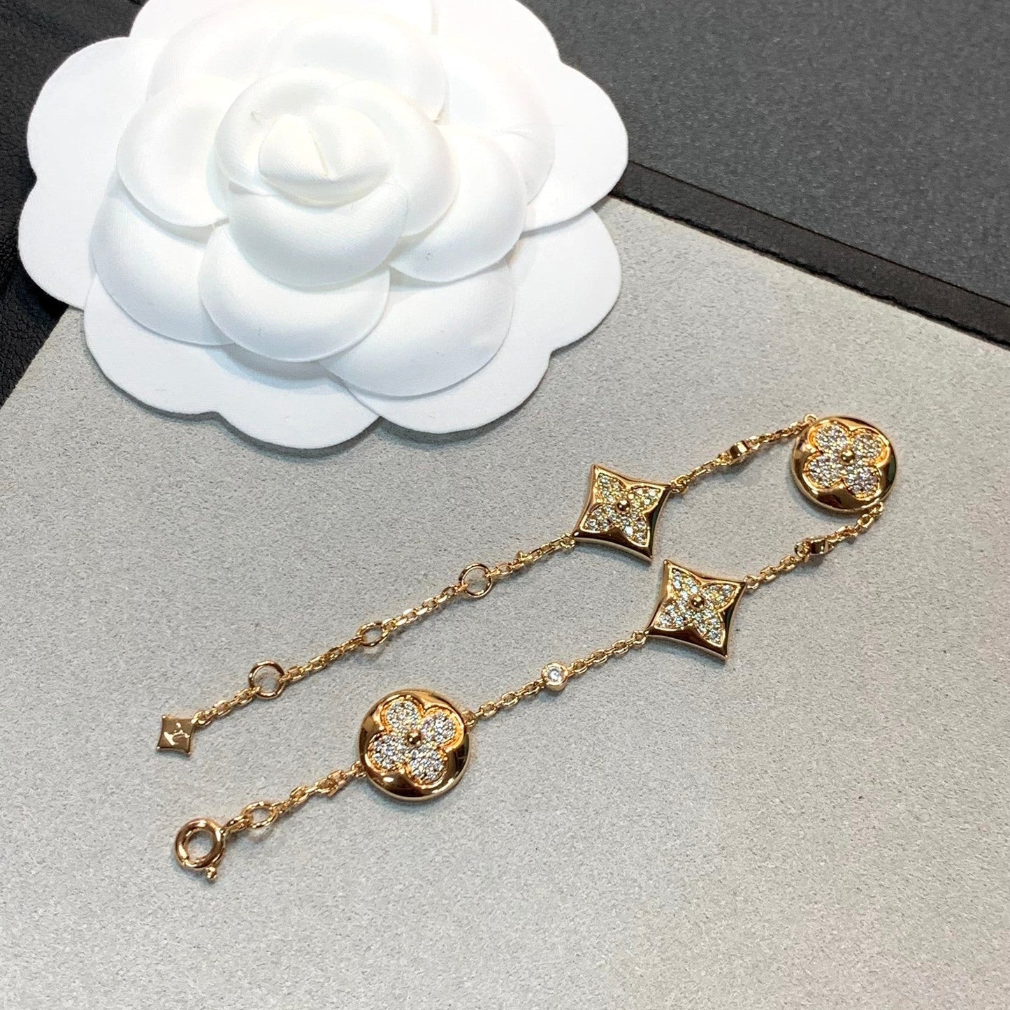 [Vintora]STAR AND SUN 4 MOTIFS GOLD DIAMONDS BRACELET