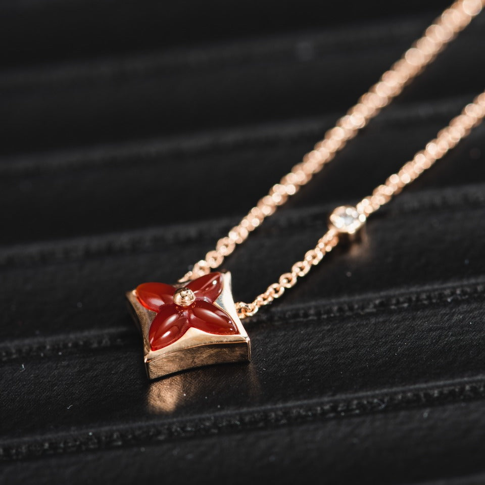 [Vintora]STAR NECKLACE PINK GOLD 1 DIAMOND