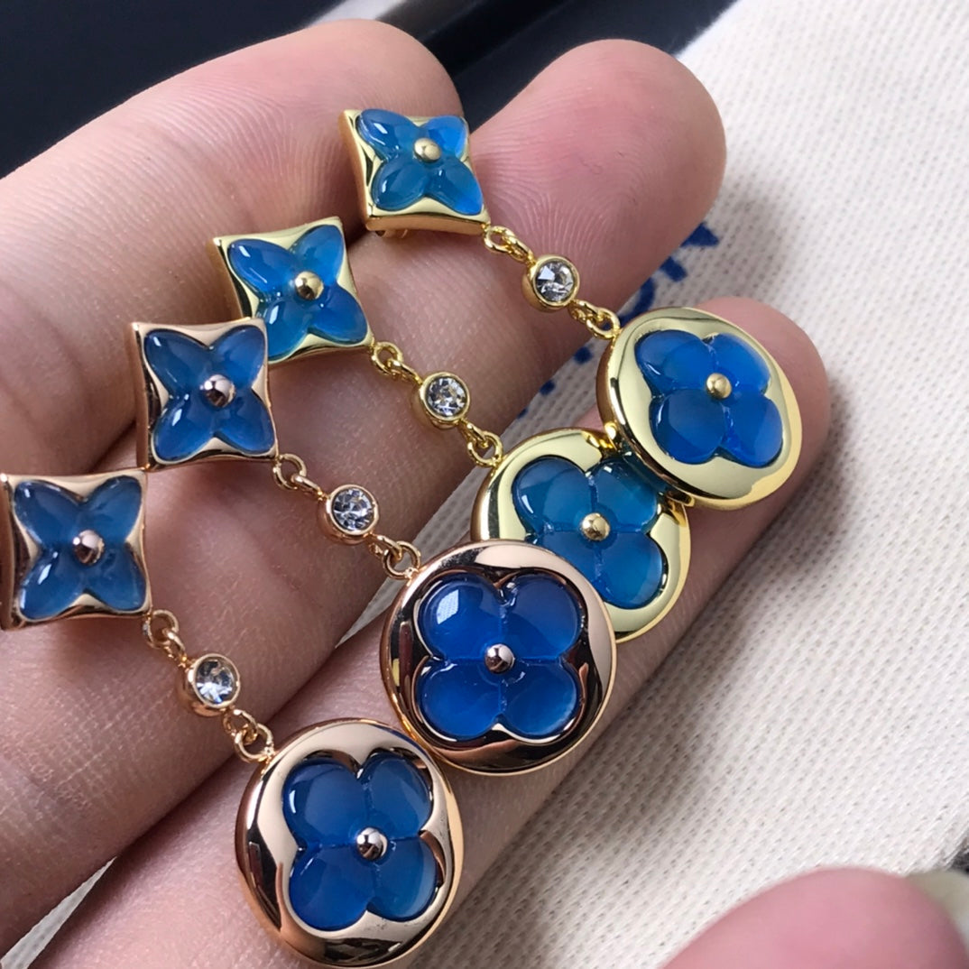 [Vintora]STAR AND SUN AGATE DIAMOND EARRINGS