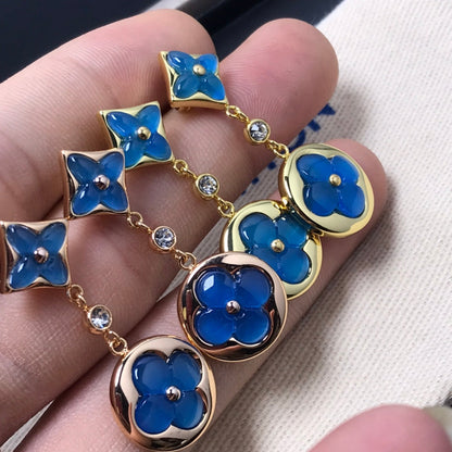 [Vintora]STAR AND SUN AGATE DIAMOND EARRINGS