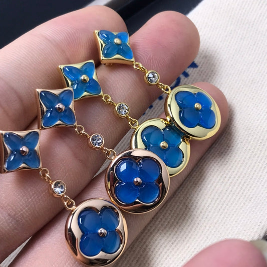 [Vintora]STAR AND SUN AGATE DIAMOND EARRINGS