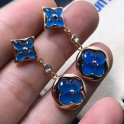 [Vintora]STAR AND SUN AGATE DIAMOND EARRINGS