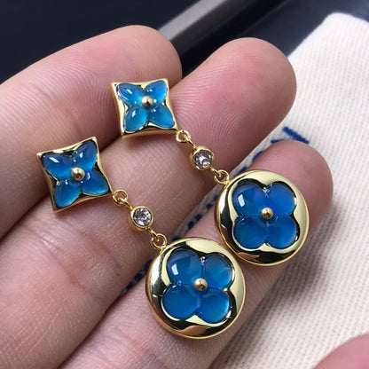 [Vintora]STAR AND SUN AGATE DIAMOND EARRINGS