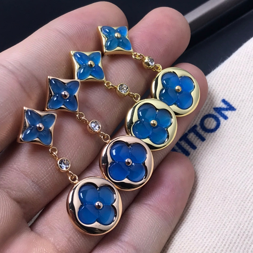 [Vintora]STAR AND SUN AGATE DIAMOND EARRINGS