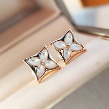 [Vintora]STAR MOP PINK GOLD EARRINGS