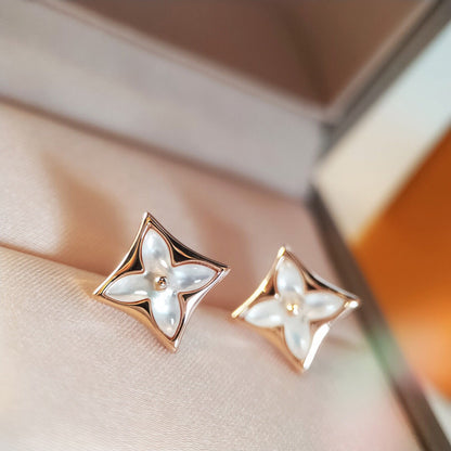 [Vintora]STAR MOP PINK GOLD EARRINGS