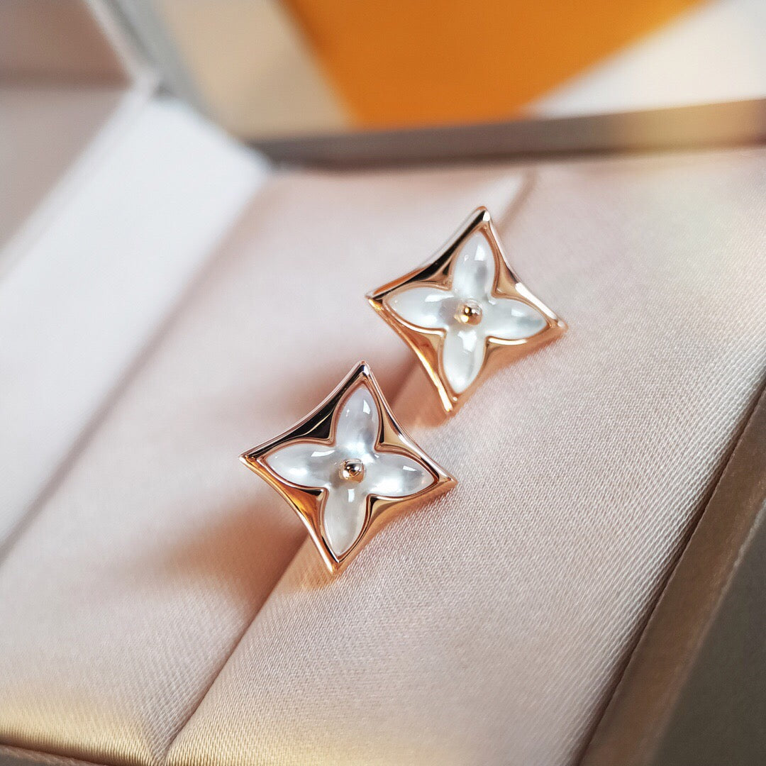 [Vintora]STAR MOP PINK GOLD EARRINGS