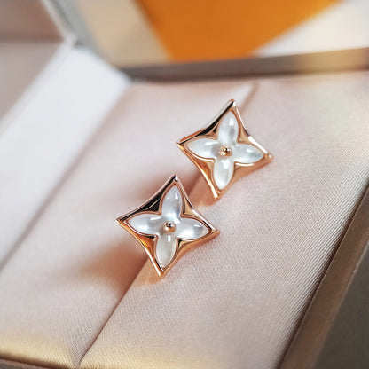[Vintora]STAR MOP PINK GOLD EARRINGS