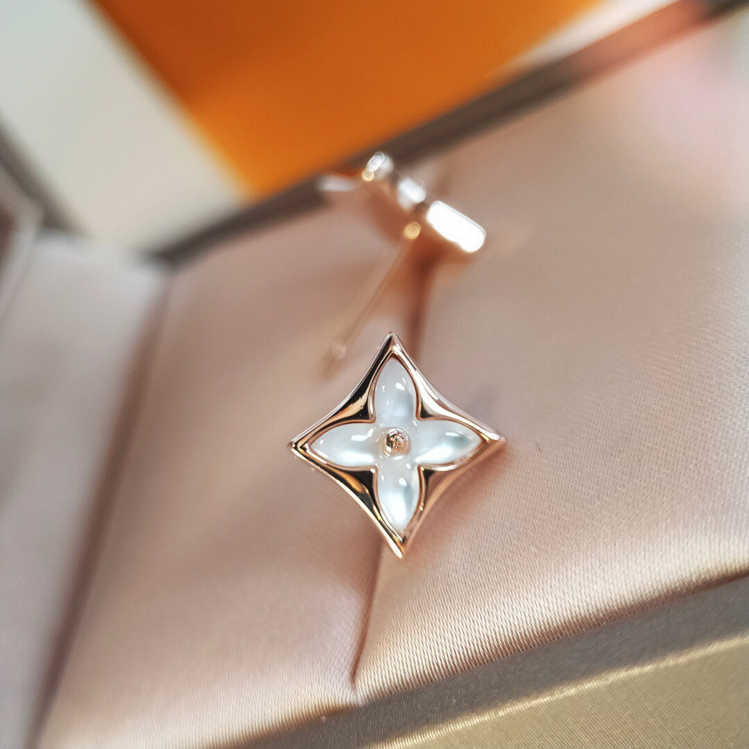 [Vintora]STAR MOP PINK GOLD EARRINGS