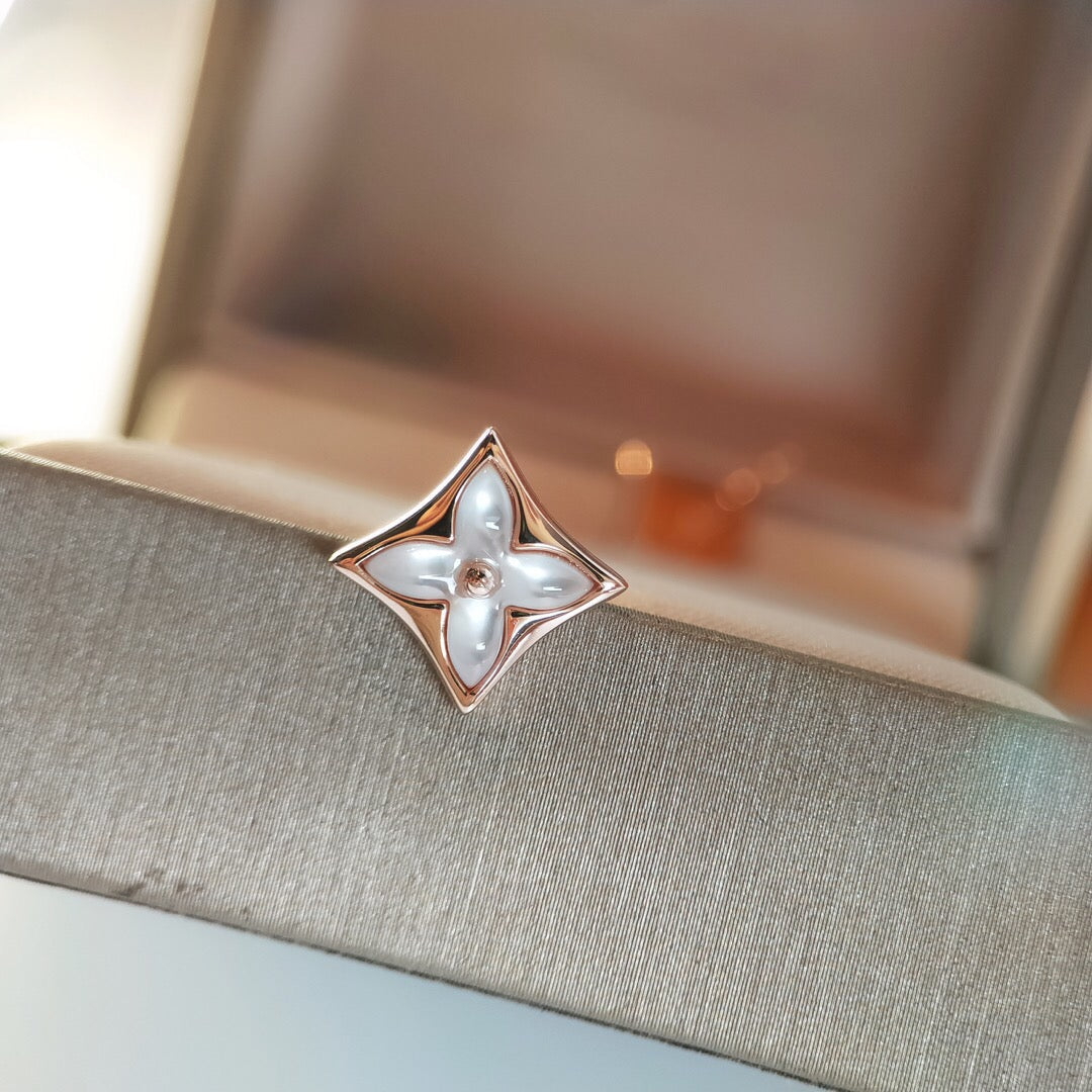 [Vintora]STAR MOP PINK GOLD EARRINGS