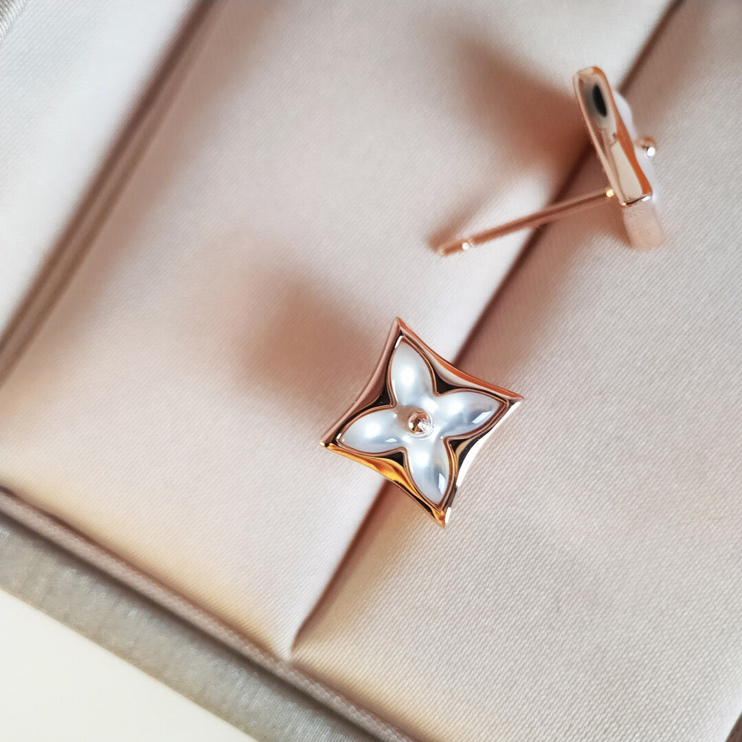 [Vintora]STAR MOP PINK GOLD EARRINGS