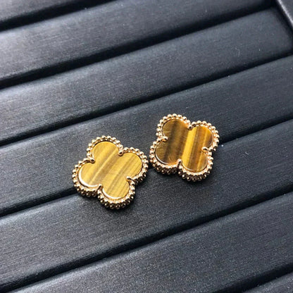 [Vintora]CLOVER MEDIUM 1 MOTIFS TIGER EYE EARRINGS