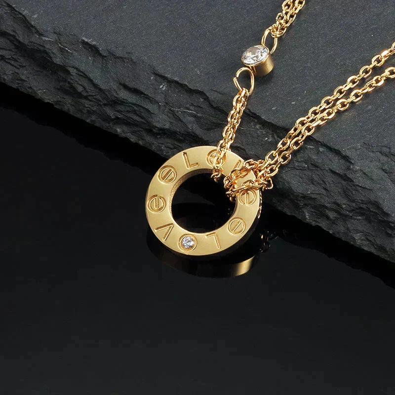 [Vintora]LOVE NECKLACE 16MM 2 DIAMONDS