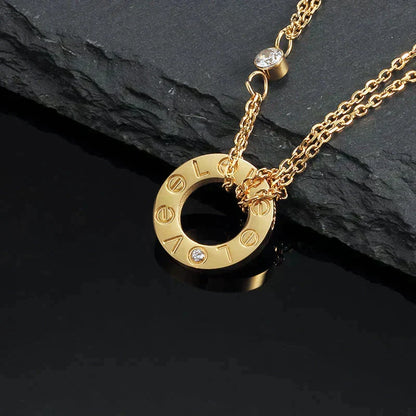 [Vintora]LOVE NECKLACE 16MM 2 DIAMONDS