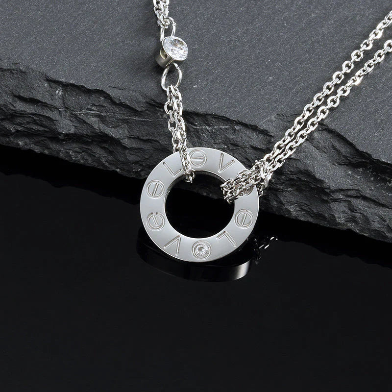 [Vintora]LOVE NECKLACE 16MM 2 DIAMONDS