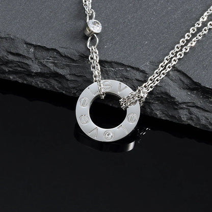 [Vintora]LOVE NECKLACE 16MM 2 DIAMONDS