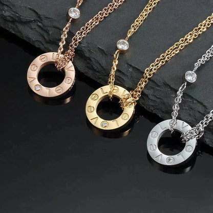 [Vintora]LOVE NECKLACE 16MM 2 DIAMONDS