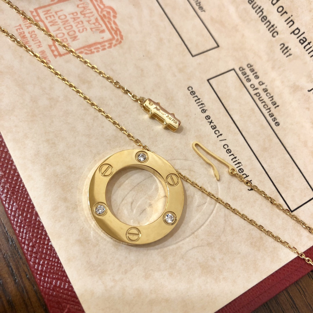 [Vintora]LOVE NECKLACE 16MM 3 DIAMONDS