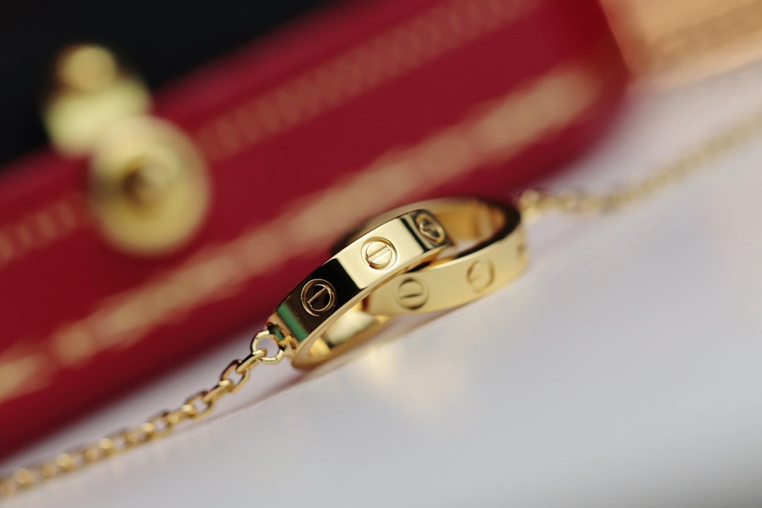 [Vintora]LOVE NECKLACE DOUBLE RING GOLD