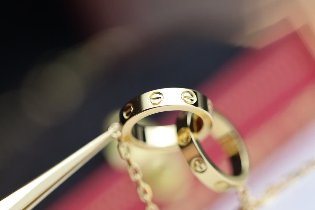 [Vintora]LOVE NECKLACE DOUBLE RING GOLD