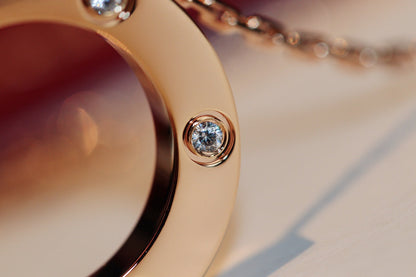 [Vintora]LOVE NECKLACE 16MM 6 DIAMONDS PINK GOLD
