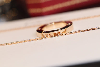 [Vintora]LOVE NECKLACE 16MM 6 DIAMONDS PINK GOLD