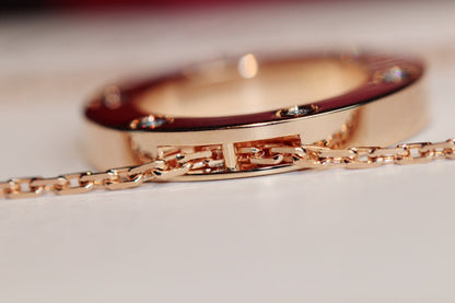 [Vintora]LOVE NECKLACE 16MM 6 DIAMONDS PINK GOLD