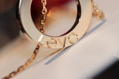 [Vintora]LOVE NECKLACE 16MM 6 DIAMONDS PINK GOLD
