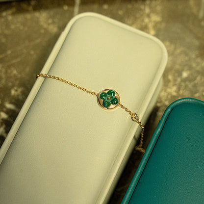 [Vintora]SUN MALACHITE 1 DIAMOND PINK GOLD BRACELET