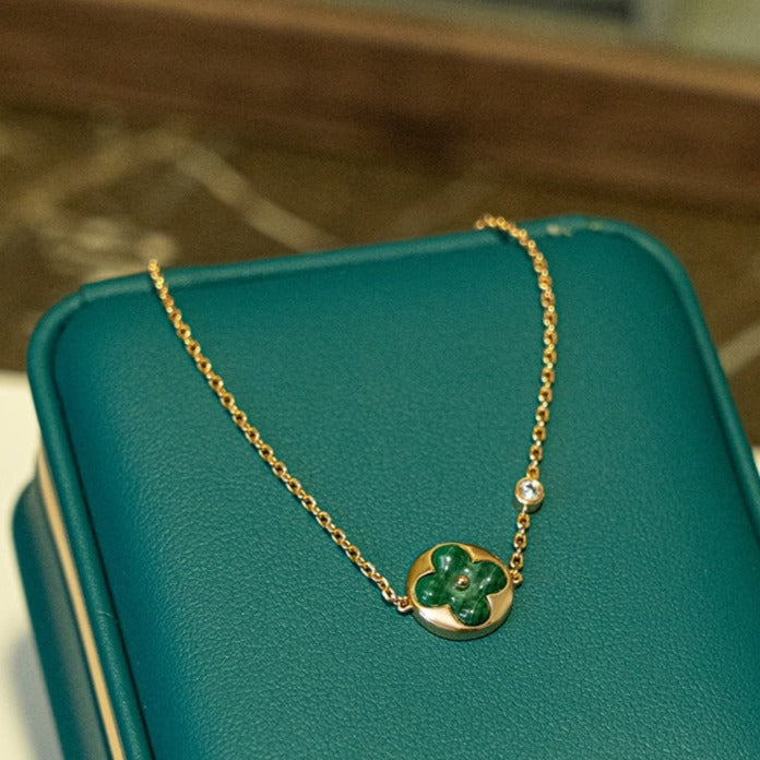 [Vintora]SUN MALACHITE 1 DIAMOND PINK GOLD BRACELET