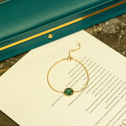 [Vintora]SUN MALACHITE 1 DIAMOND PINK GOLD BRACELET