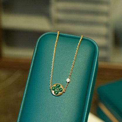 [Vintora]SUN MALACHITE 1 DIAMOND PINK GOLD BRACELET