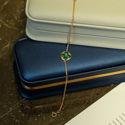 [Vintora]SUN MALACHITE 1 DIAMOND PINK GOLD BRACELET