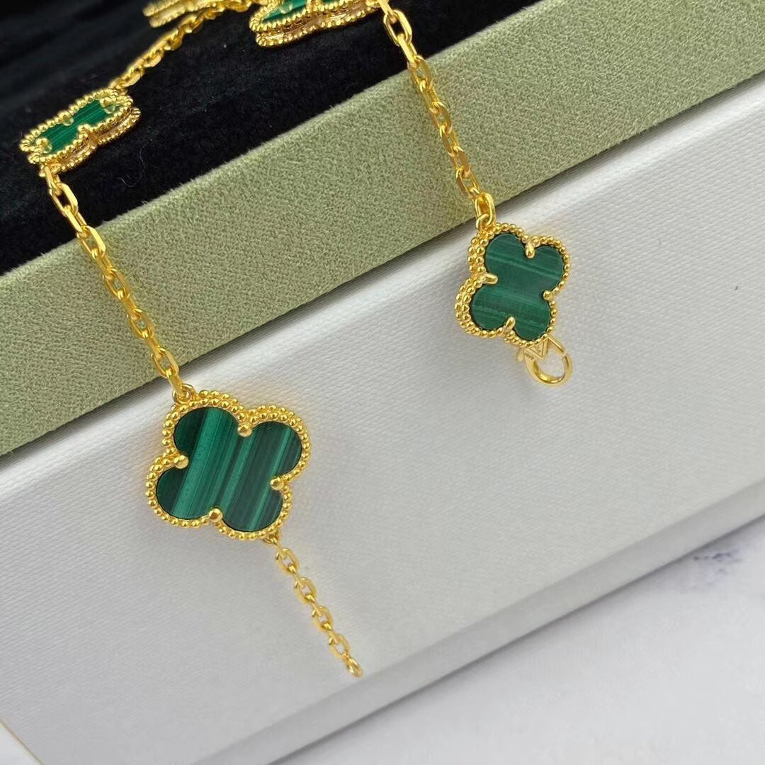 [Vintora]MAGIC CLOVER MALACHITE GOLD BRACELET 5 MOTIFS