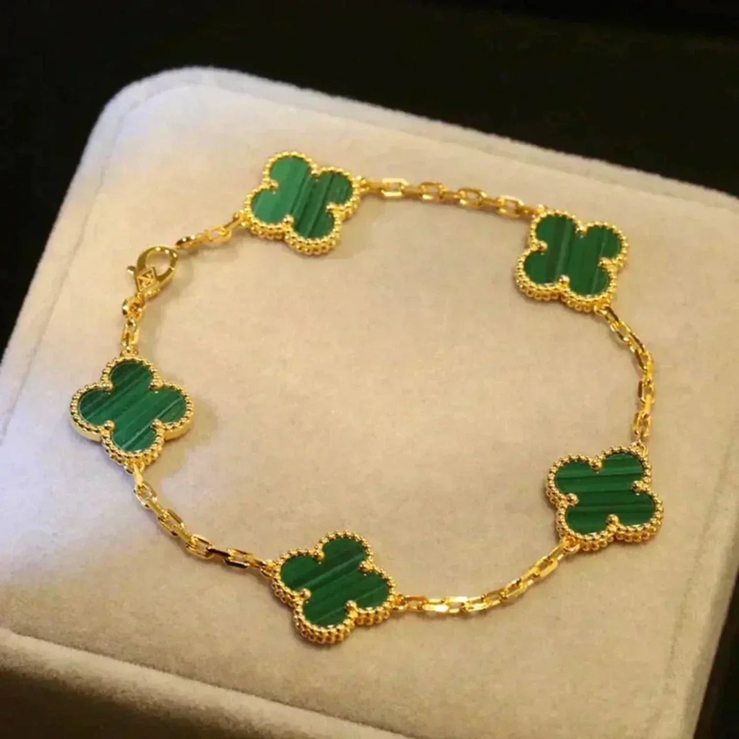 [Vintora] CLOVER 5 MOTIF MALACHITE BRACELET COLLECTION